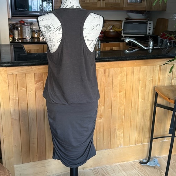 Sundry Gardien Ruched Racerback Tank Dress. Charcoal Grey. Size 3 (Large). - Picture 7 of 12